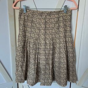 BURBERRY vintage printed pleated tan/brown mid-waisted midi/knee-length skirt